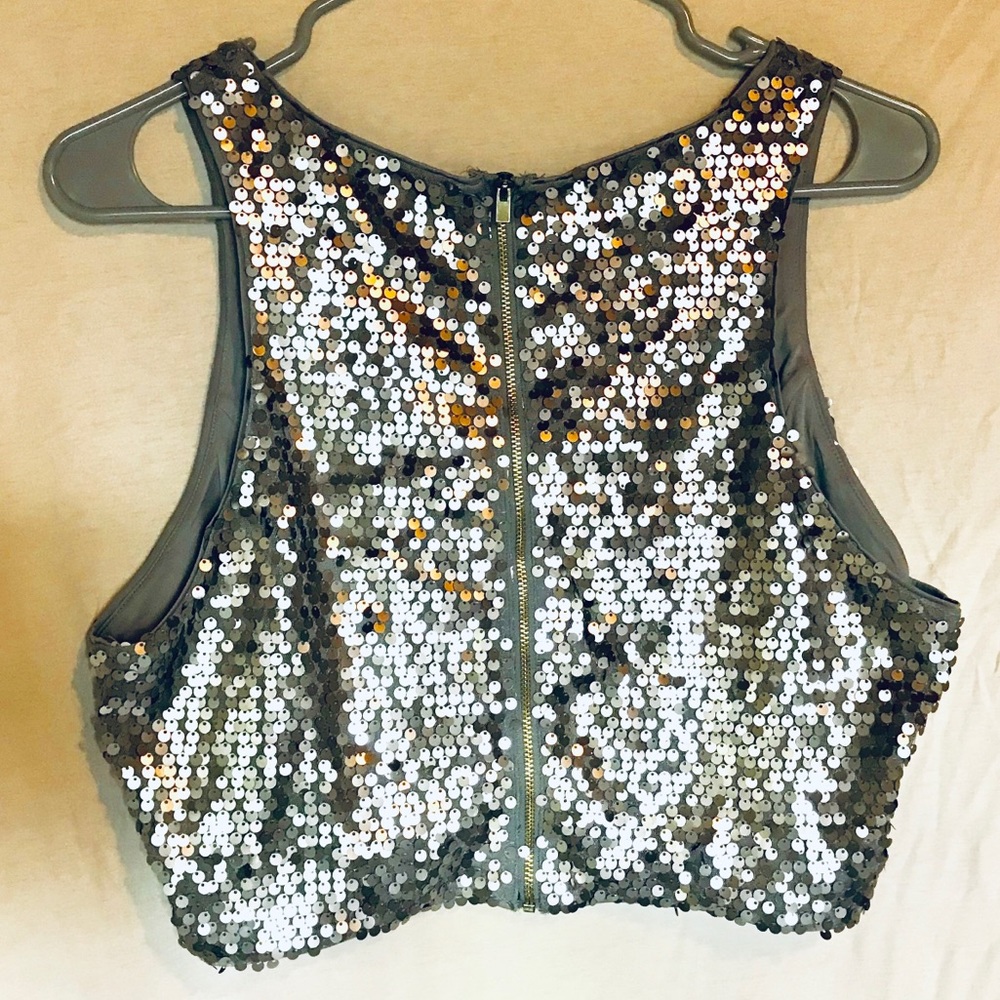 Express silver sequin crop - Picture 2 of 3